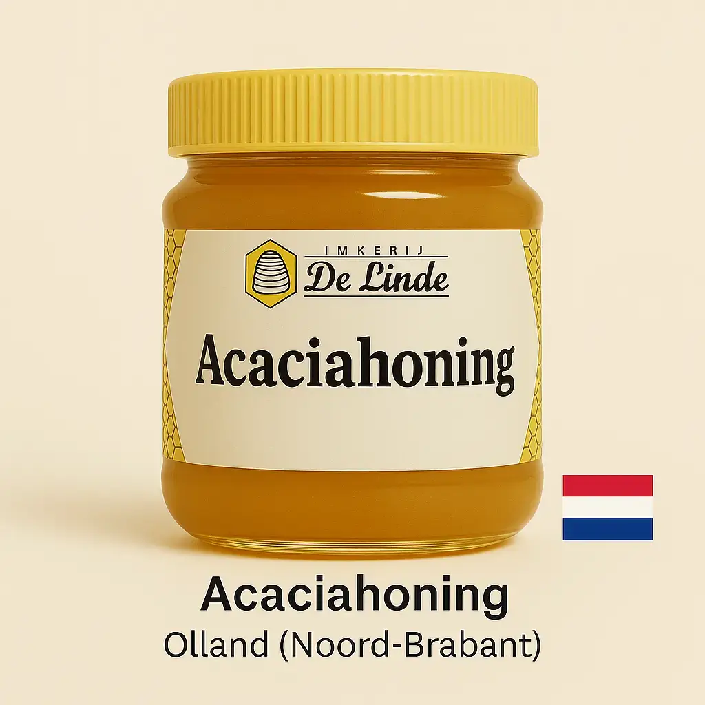 Acaciahoning 450 gram uit Olland (Noord-Brabant) – Nederlandse streekhoning in glazen pot