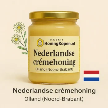 Nederlandse crèmehoning 450 gram uit Olland (Noord-Brabant) in glazen pot