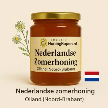 Nederlandse zomerhoning 450 gram uit Olland Noord-Brabant – pure honing in glazen pot