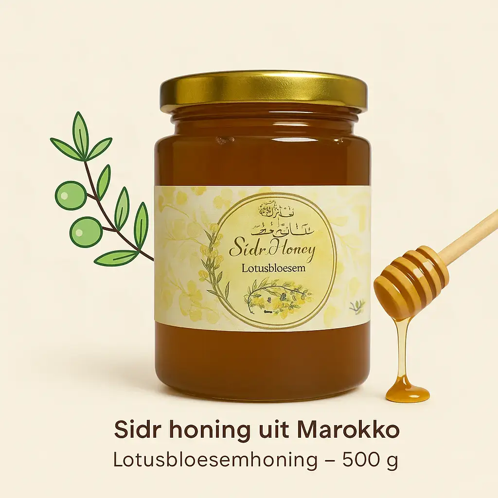 Sidr honing uit Marokko in glazen pot – lotusbloesemhoning 500 g